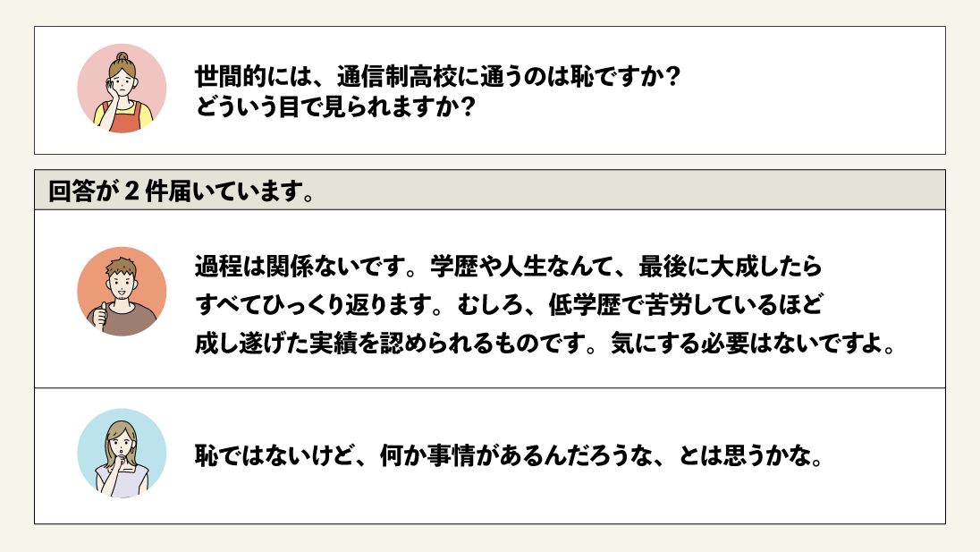 『通信制高校に行ったら人生終わり』について知恵袋で質問されていること